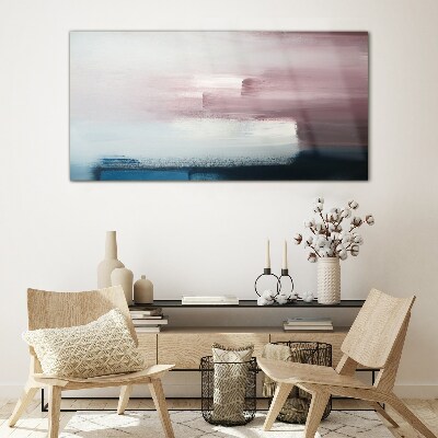 Abstract landscape in pastel shades Glass Wall Art