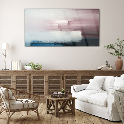 Abstract landscape in pastel shades Glass Wall Art