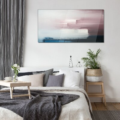 Abstract landscape in pastel shades Glass Wall Art