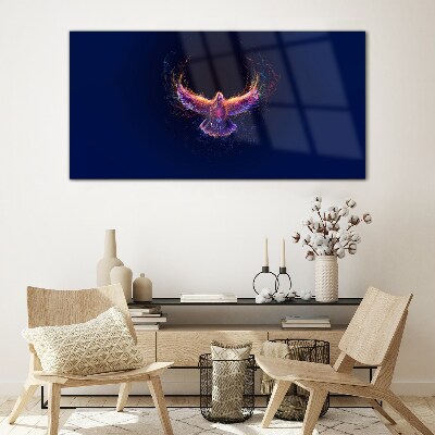 Bird on Fire Glass Wall Art
