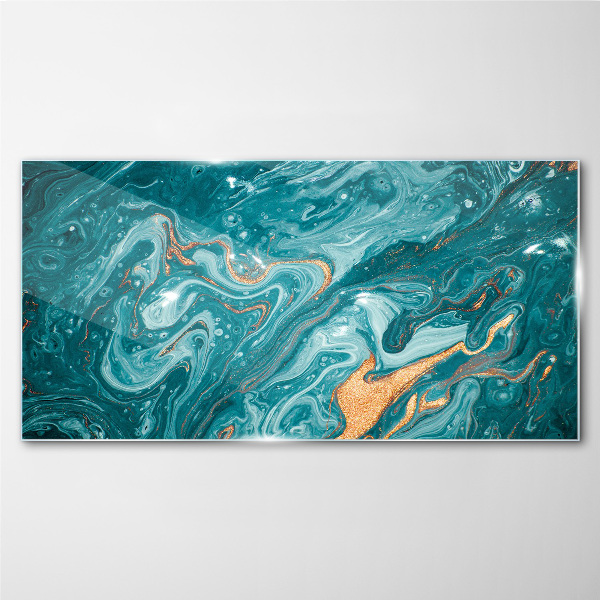 Ocean waves with copper accents Glass Wall Art