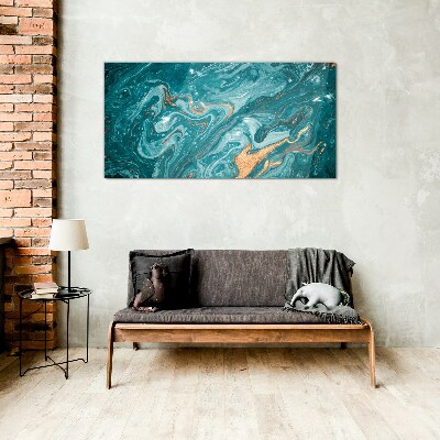 Ocean waves with copper accents Glass Wall Art
