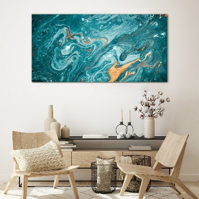 Ocean waves with copper accents Glass Wall Art