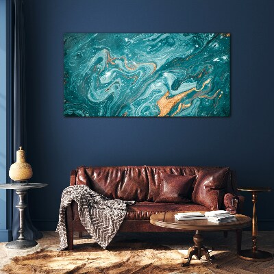 Ocean waves with copper accents Glass Wall Art