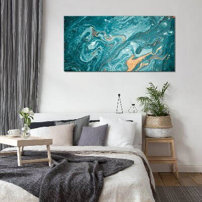 Ocean waves with copper accents Glass Wall Art