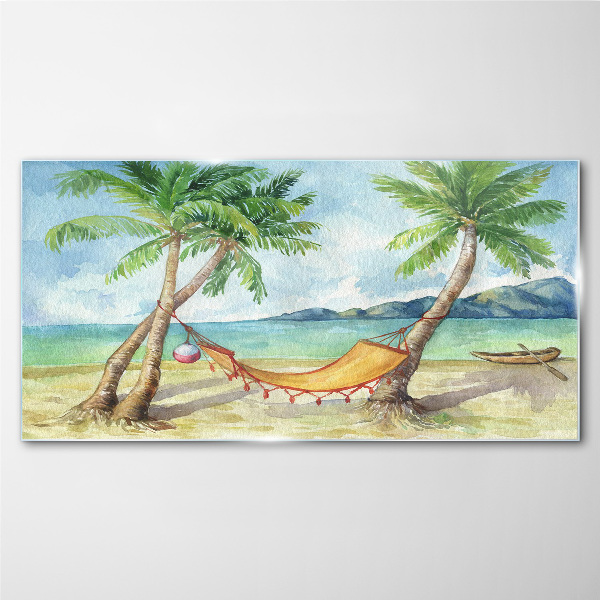 Tropical beach relaxation Glass Wall Art