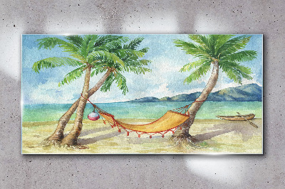 Tropical beach relaxation Glass Wall Art