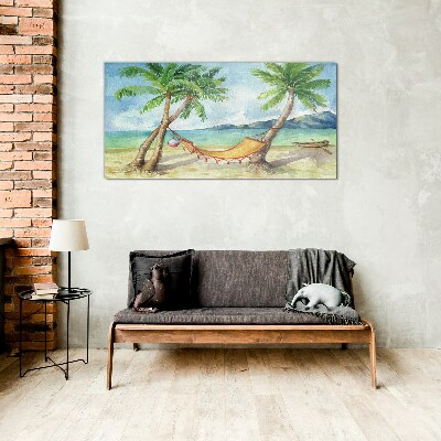 Tropical beach relaxation Glass Wall Art