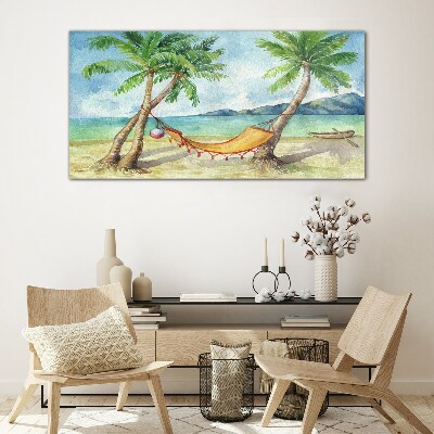 Tropical beach relaxation Glass Wall Art