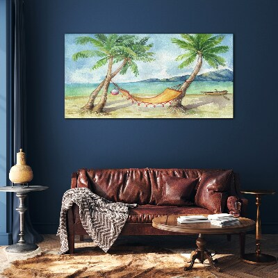 Tropical beach relaxation Glass Wall Art