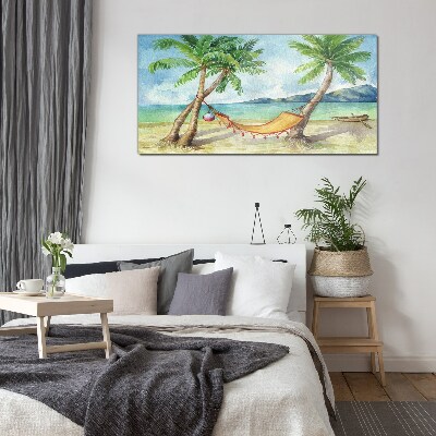 Tropical beach relaxation Glass Wall Art