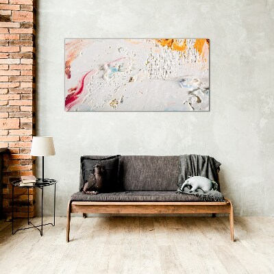 Abstract composition of colors and textures Glass Wall Art