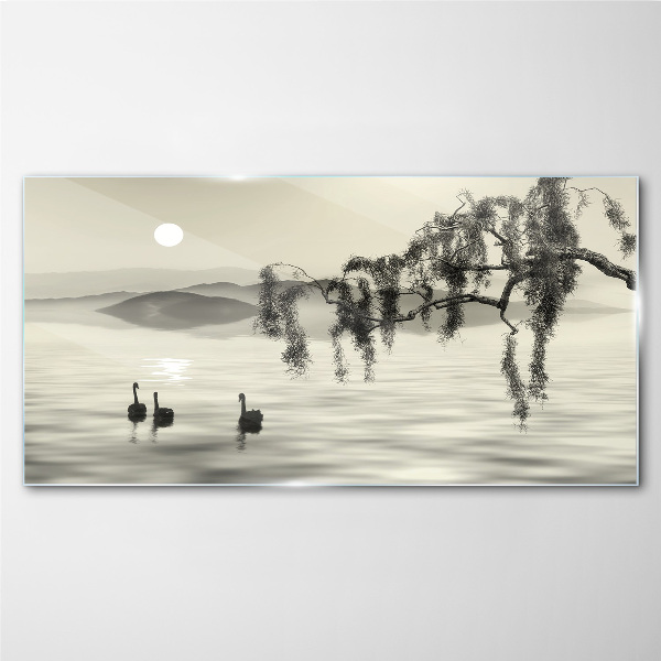 Silence by the water Glass Wall Art