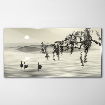 Silence by the water Glass Wall Art