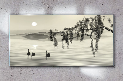 Silence by the water Glass Wall Art