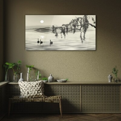Silence by the water Glass Wall Art