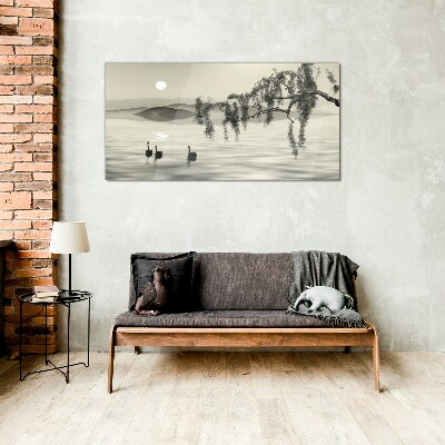 Silence by the water Glass Wall Art