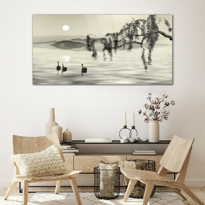 Silence by the water Glass Wall Art