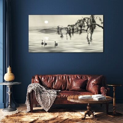 Silence by the water Glass Wall Art