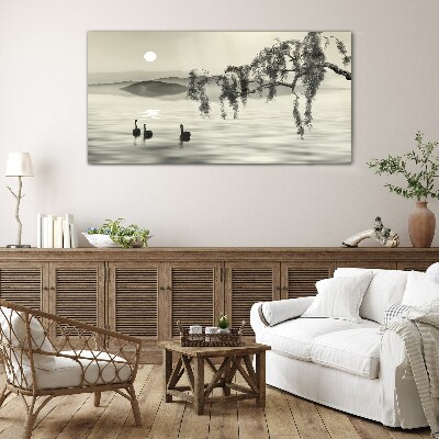 Silence by the water Glass Wall Art