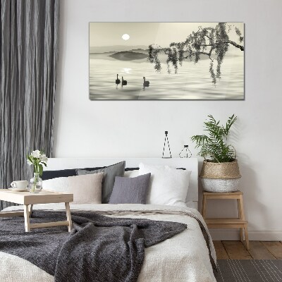 Silence by the water Glass Wall Art