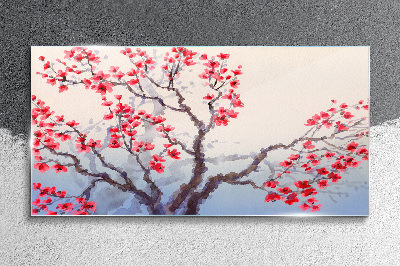 Floral landscape of a spring tree Glass Wall Art