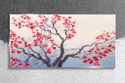 Tree branches flowers Glass Wall Art