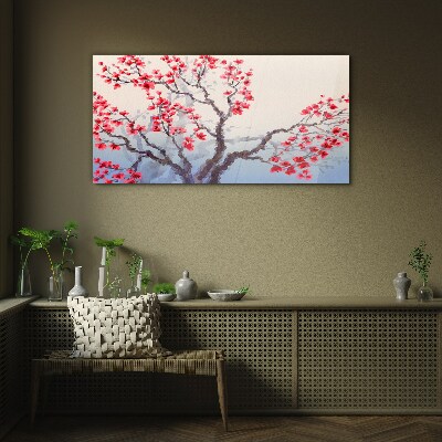 Floral landscape of a spring tree Glass Wall Art