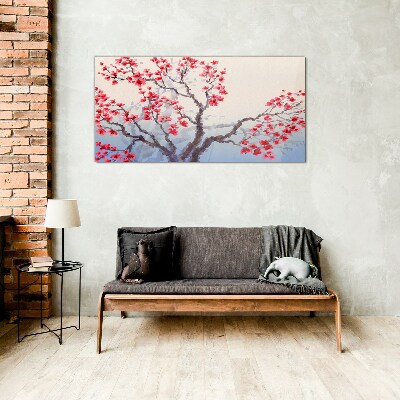 Floral landscape of a spring tree Glass Wall Art