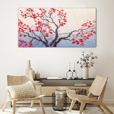 Floral landscape of a spring tree Glass Wall Art