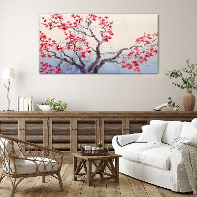 Floral landscape of a spring tree Glass Wall Art