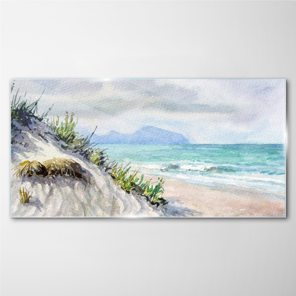 Beach landscape with dunes Glass Wall Art
