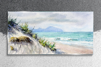 Beach landscape with dunes Glass Wall Art