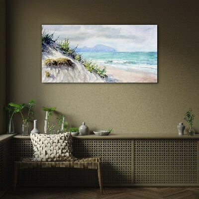 Beach landscape with dunes Glass Wall Art
