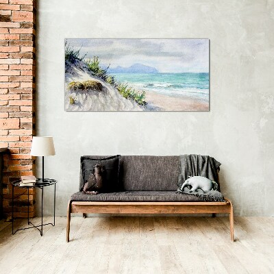 Beach landscape with dunes Glass Wall Art