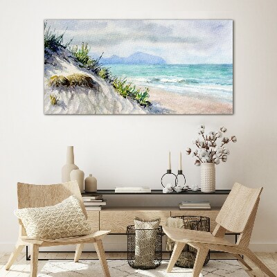 Beach landscape with dunes Glass Wall Art