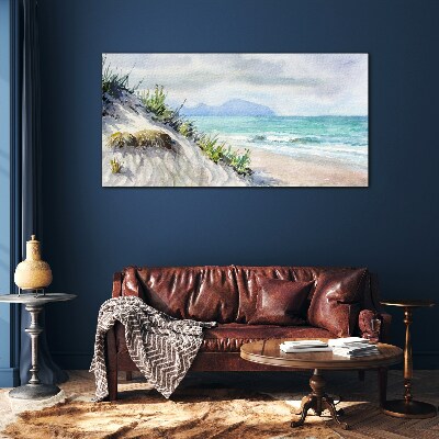 Beach landscape with dunes Glass Wall Art