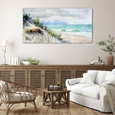 Beach landscape with dunes Glass Wall Art