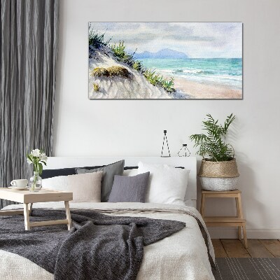 Beach landscape with dunes Glass Wall Art