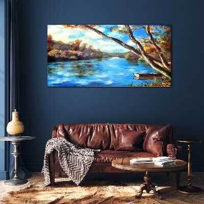 A peaceful landscape by the river Glass Wall Art