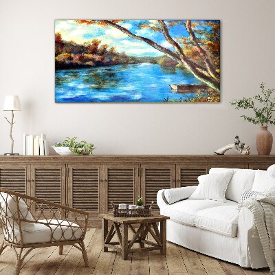 A peaceful landscape by the river Glass Wall Art
