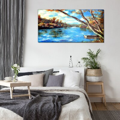 A peaceful landscape by the river Glass Wall Art