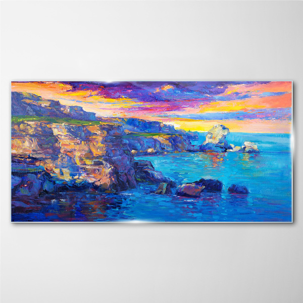 Picturesque sunset over the coast Glass Wall Art