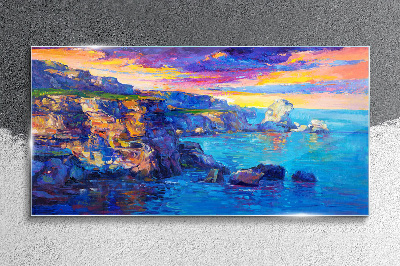 Picturesque sunset over the coast Glass Wall Art