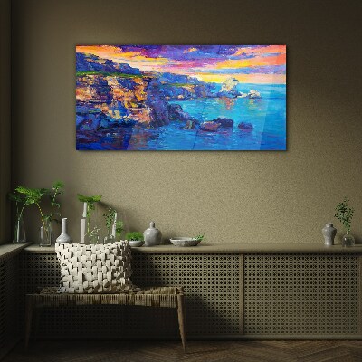 Picturesque sunset over the coast Glass Wall Art