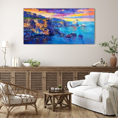 Picturesque sunset over the coast Glass Wall Art