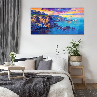 Picturesque sunset over the coast Glass Wall Art