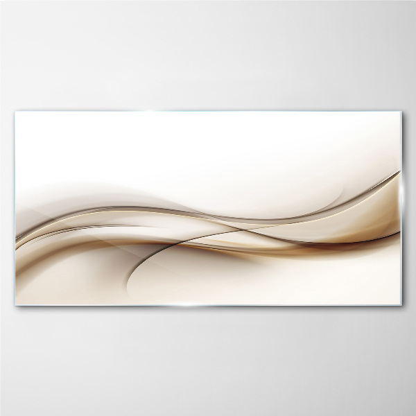 Delicate waves in shades of beige Glass Wall Art