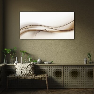 Delicate waves in shades of beige Glass Wall Art