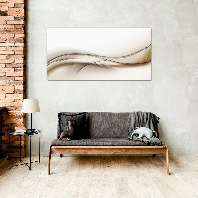Delicate waves in shades of beige Glass Wall Art